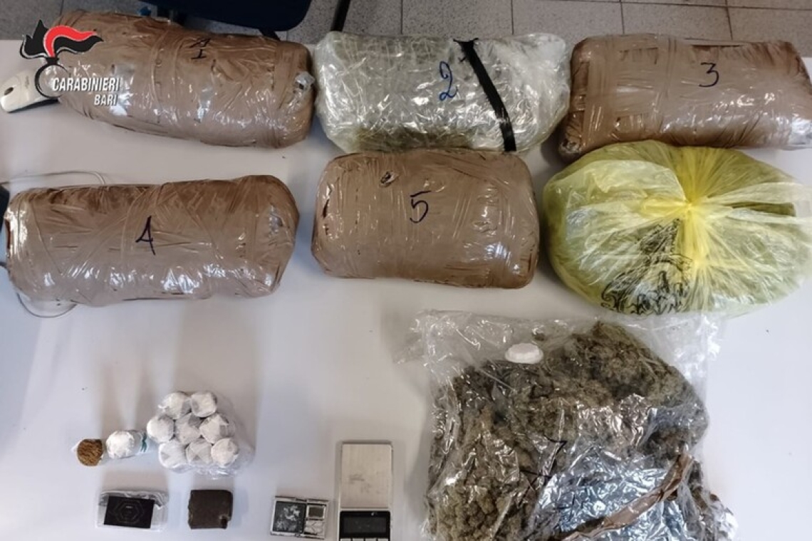 Gli hanno trovato in casa piu’ di 8 chili di droga, arrestata una coppia