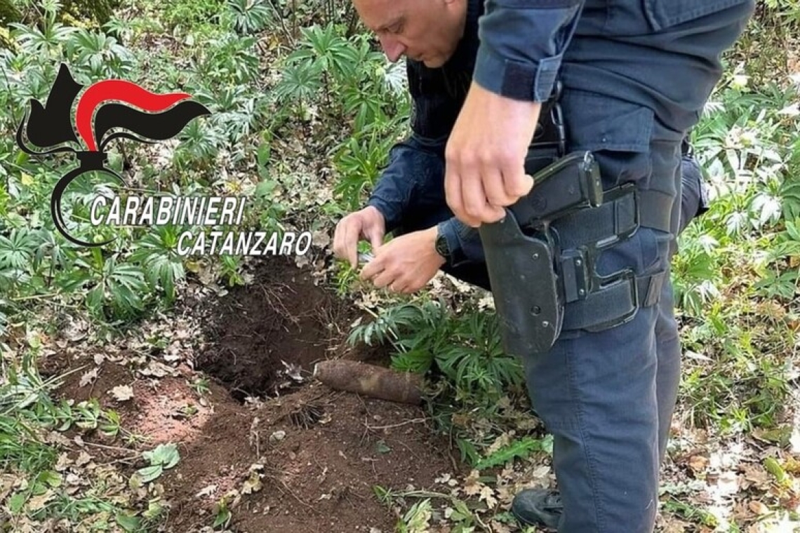 Granata della seconda Guerra mondiale trovata a Maida: intervento degli artificieri dei carabinieri
